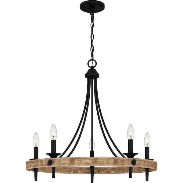 Quoizel Catania 5-Light Matte Black Wagon Wheel Chandelier