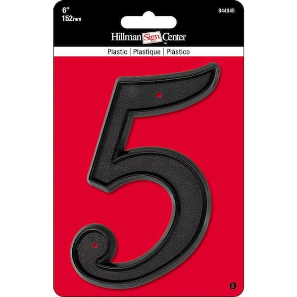 The Hillman Group 5-1/2 in. Black Plastic Number 5