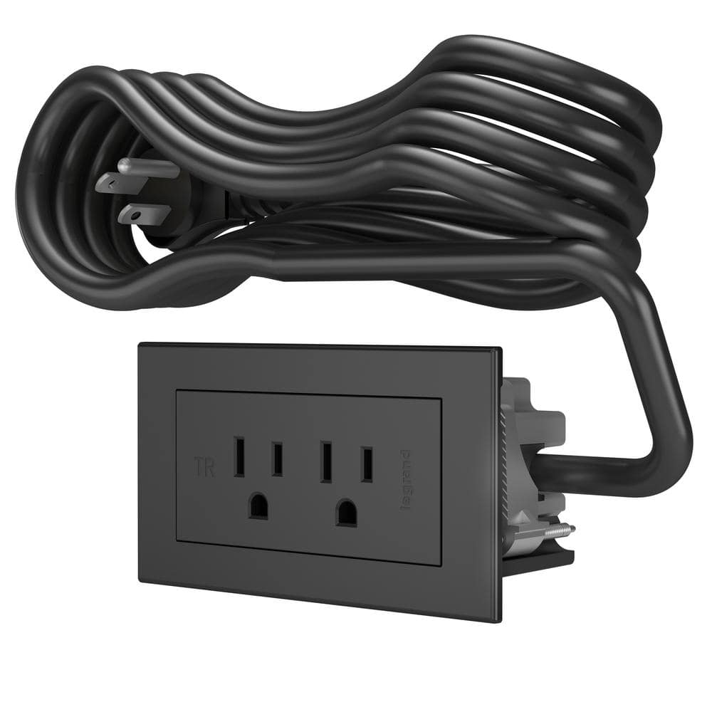 Black Recessed Power Strip with 10-Foot Cord