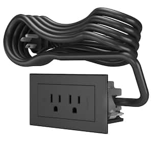 radiant Furniture Power Strip 15 Amp 2-Outlet, Black, 6 ft. Cord