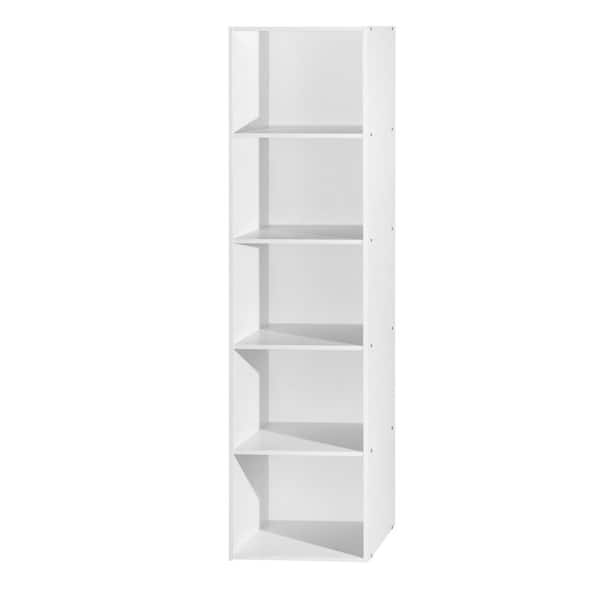 HODEDAH 5-Shelf, 59 in. H White Wood Bookcase