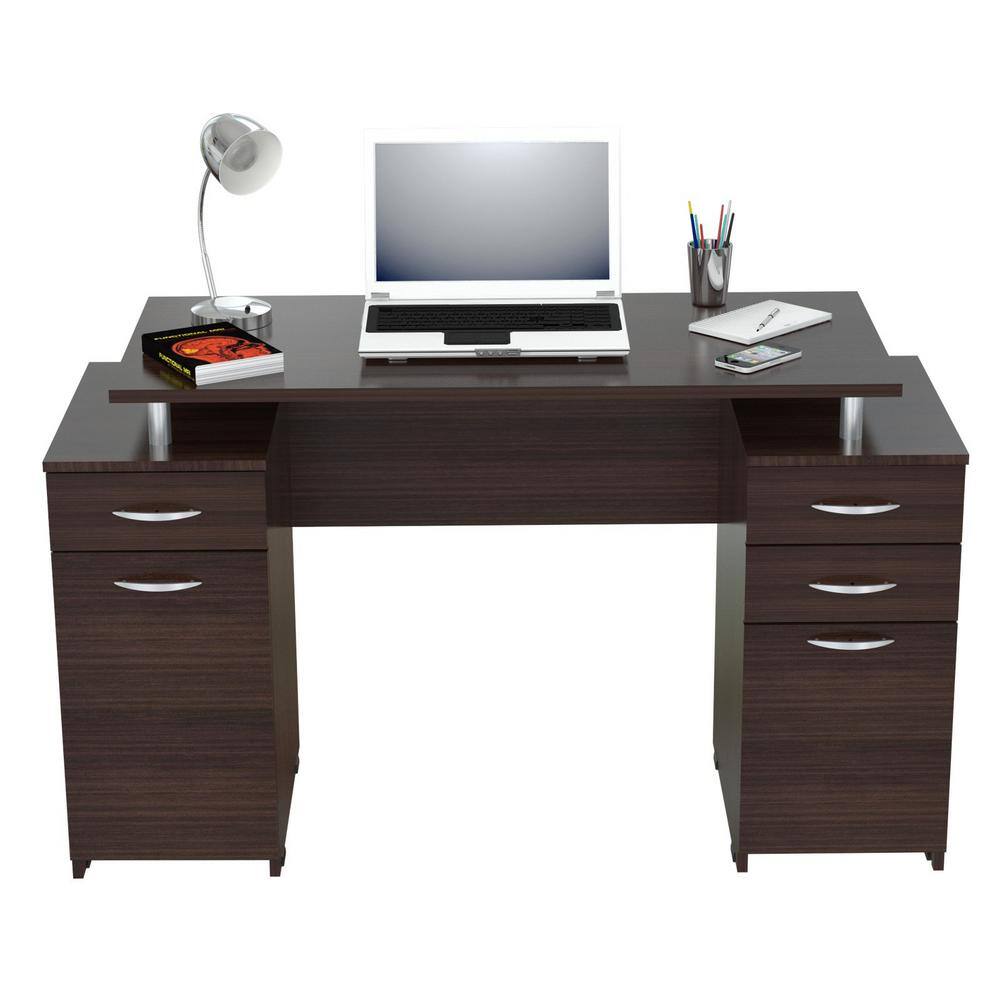Espresso Wengue Executive Desk with Chrome Accents and Storage