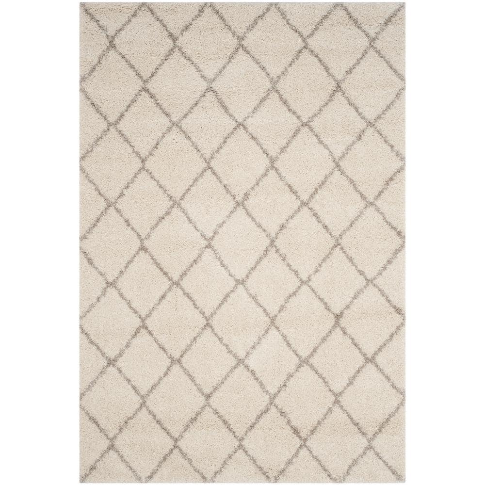 Ivory Geometric Shag Rectangular Synthetic Rug, 2'3" x 4'
