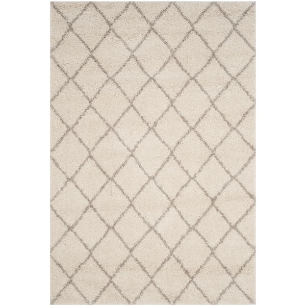 Arizona Shag Ivory/Beige 2 ft. x 4 ft. Geometric Diamond Area Rug