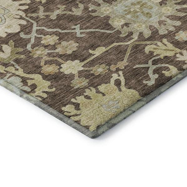 Mayfield Premium Machine Washable Abstract AMF1150 Chocolate 2 ft. 3 in. x 7 ft. 6 in. Runner Rug