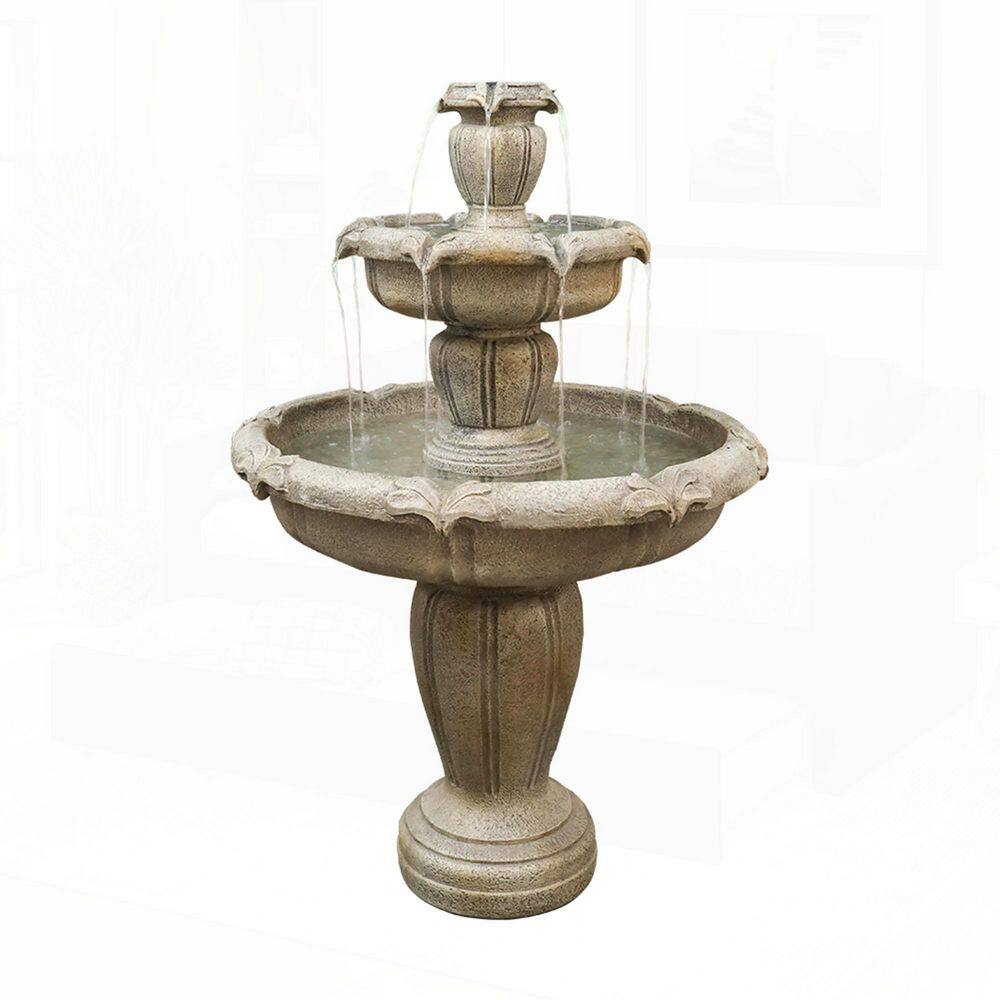 Classic 48 in. Concrete 3-Tiered Cascading Waterfall Fountain with Pump and LED Lights price history on PriceWatchPro
