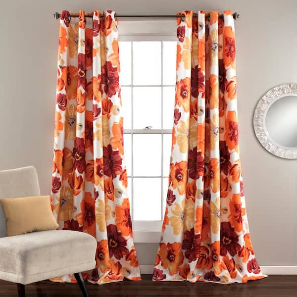Lush Decor Red Floral Grommet Room Darkening Curtain - 52 in. W x 84 in. L (Set of 2)