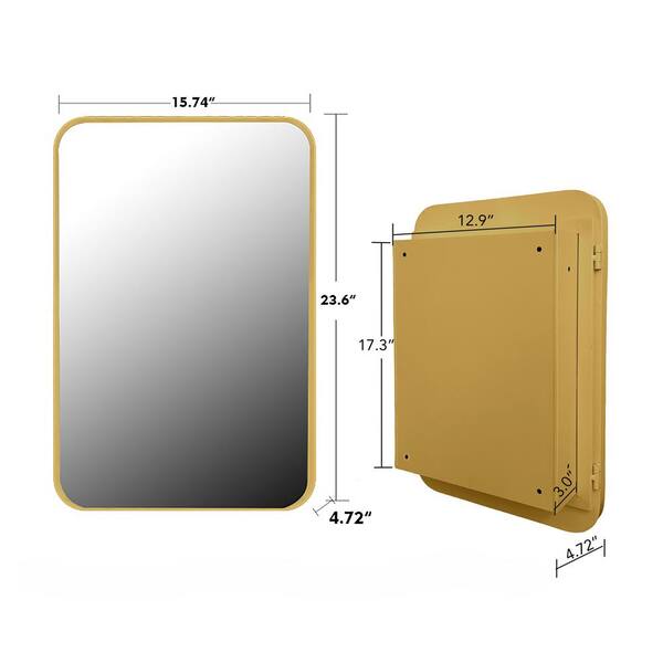 IHOMEadore 32 in. W x 32 in. H Rectangular Black Metal Wall Mount or Recessed Medicine Cabinet with Mirror in Bathroom