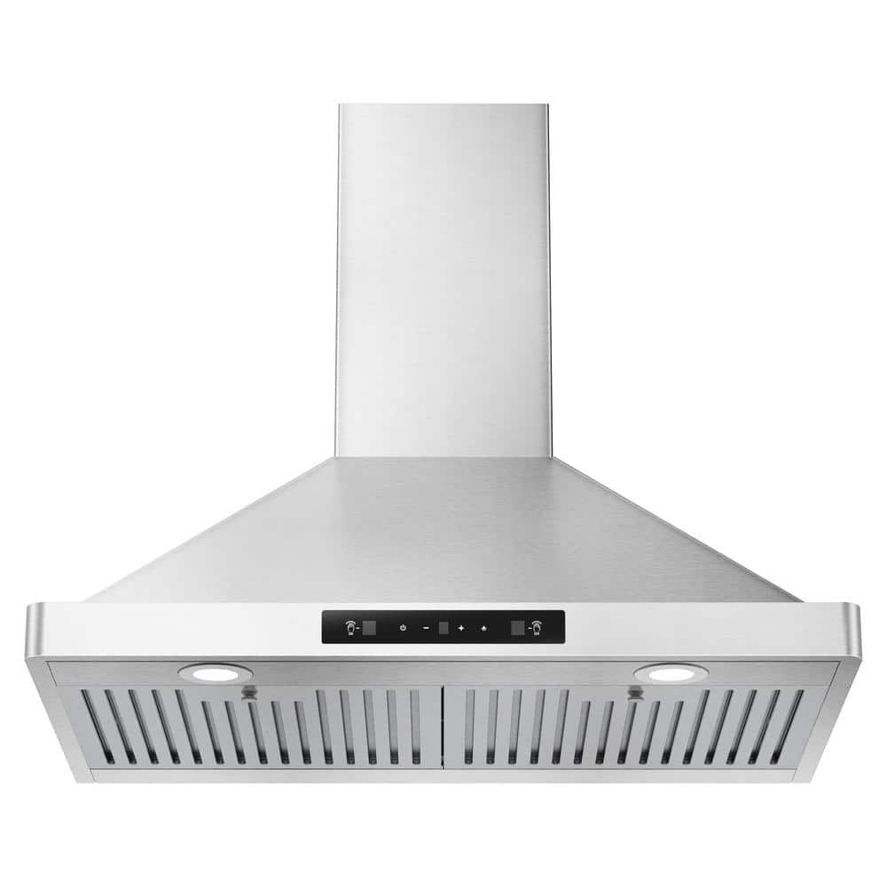 30 in. Wall Mount Range Hood in Stainless Steel with LED Screen Finger Touch Control