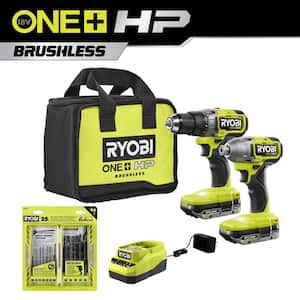 ONE+ HP 18V Brushless Cordless Drill/Driver and Impact Driver Kit w/(2) 2Ah Batteries, Charger, Bag, & 25-Piece Bit Set