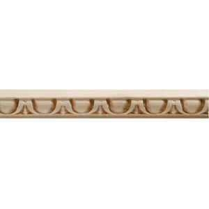 681-4WHW .562 in. D X 1in. W X 47.5 in. L Unfinished White Hardwood Egg & Dart Embossed Trim Moulding