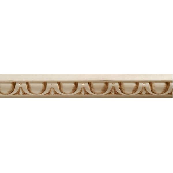 Ornamental Mouldings 681-4WHW .562 in. D X 1in. W X 47.5 in. L Unfinished White Hardwood Egg & Dart Embossed Trim Moulding