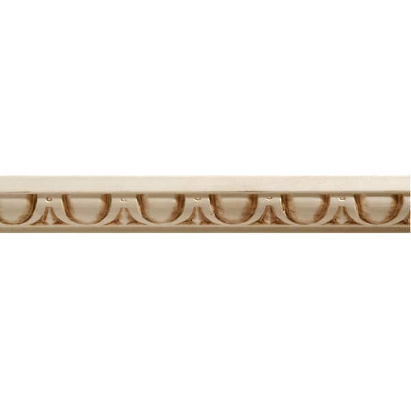 681-4WHW .562 in. D X 1in. W X 47.5 in. L Unfinished White Hardwood Egg & Dart Embossed Trim Moulding