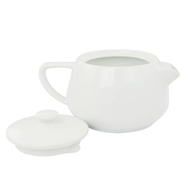 OUR TABLE Simply White 32 oz. Porcelain Teapot With Lid 985119946M - The  Home Depot