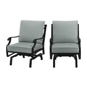 St. Charles Steel and Aluminum Motion Outdoor Lounge Chairs with Sunbrella Cast Mist Cushion (2-Pack)