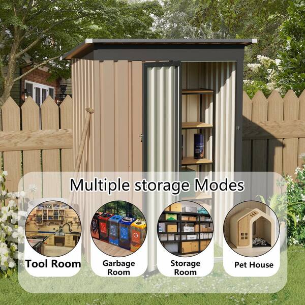4.27 ft. W x 2.42 ft. D Brown Metal Shed with Hinge Door (10.33 sq