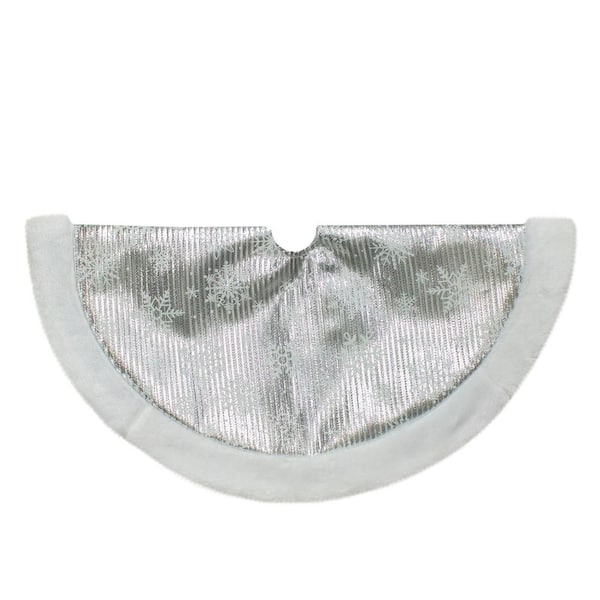 20 in. Silver and White Metallic Snowflake Mini Christmas Tree Skirt