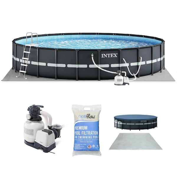Ultra XTR Frame 24 ft. Round 52 in. Above Ground Pool and OptiFlow Premium Filter Sand