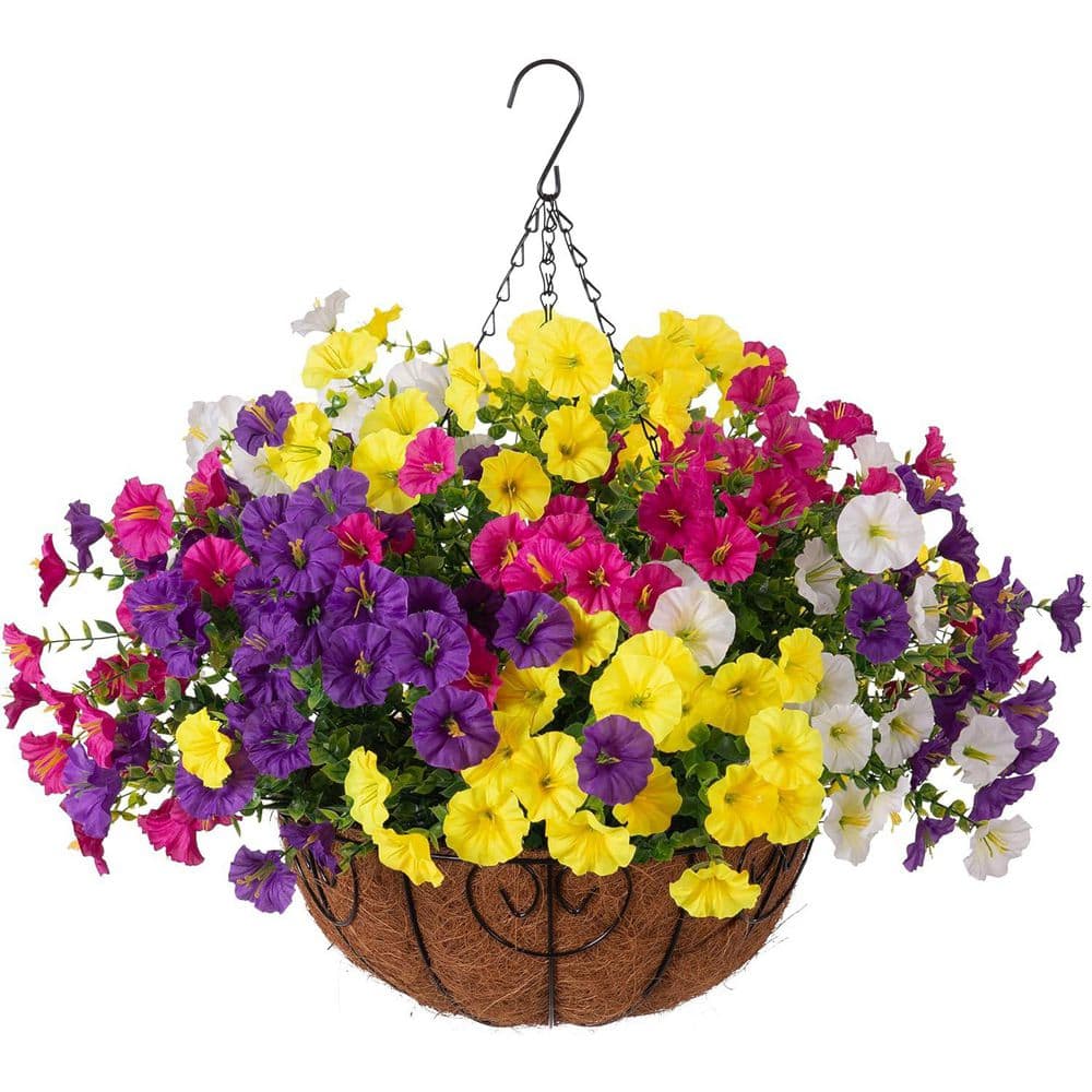 20.5 in. Multi-Colored Outdoor Artificial Hanging Flowers with