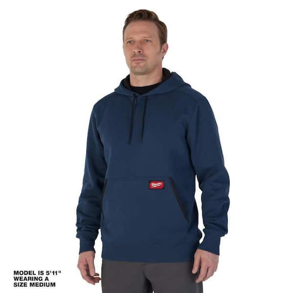 Men's X-Large Blue Midweight Cotton/Polyester Long-Sleeve Pullover Hoodie
