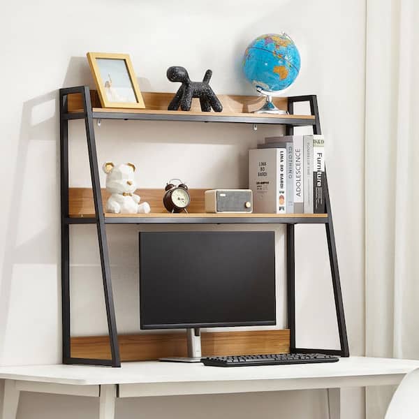 Desktop Bookshelf, 2-Tier Desktop Storage Organizer, Measuring 37.4 in. x 12.6 in. x 35.4 in. Brown