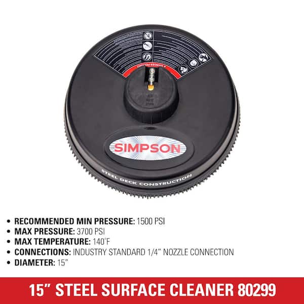 Universal 15 in. 3700 PSI Pressure Washer Surface Cleaner with Nozzle Cleaning Tool