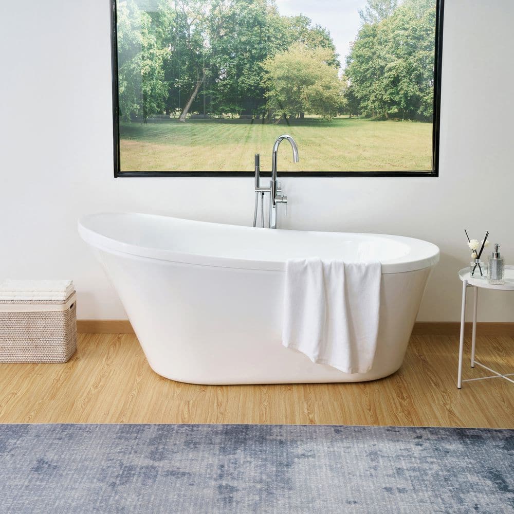 Vanity Art 70" White Acrylic Freestanding Soaking Bathtub