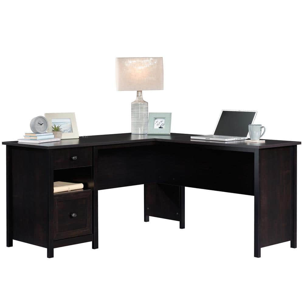 Estate Black L-Shaped Executive Desk with File Drawer