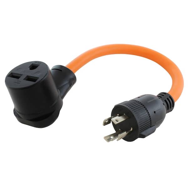 1.5 ft. L14-30P 4-Prong 30 Amp Generator Plug to 6-30R 3-Prong 30 Amp 250-Volt HVAC Female Adapter