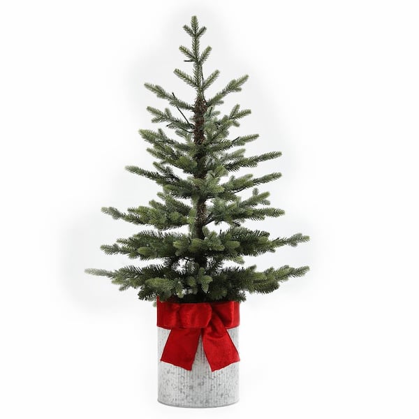 Luxenhome 3 5 Ft Pre Lit Artificial Christmas Tree With Metal Pot Whap1396 The Home Depot