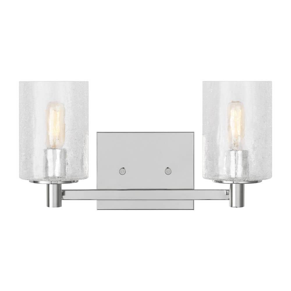 Parker 14.25 in. W 2-Light Chrome Bathroom Vanity Light with Clear Crackle Glass Shades and LED Bulbs Included price history on PriceWatchPro