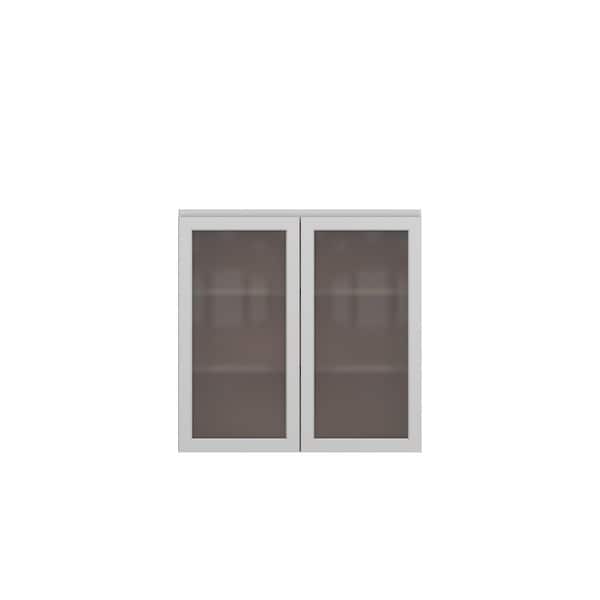 Westport Shaker 36 in. W x 30 in. H x 12 in. D in Painted White Plywood Assembled Frosted Glass Wall Cabinet