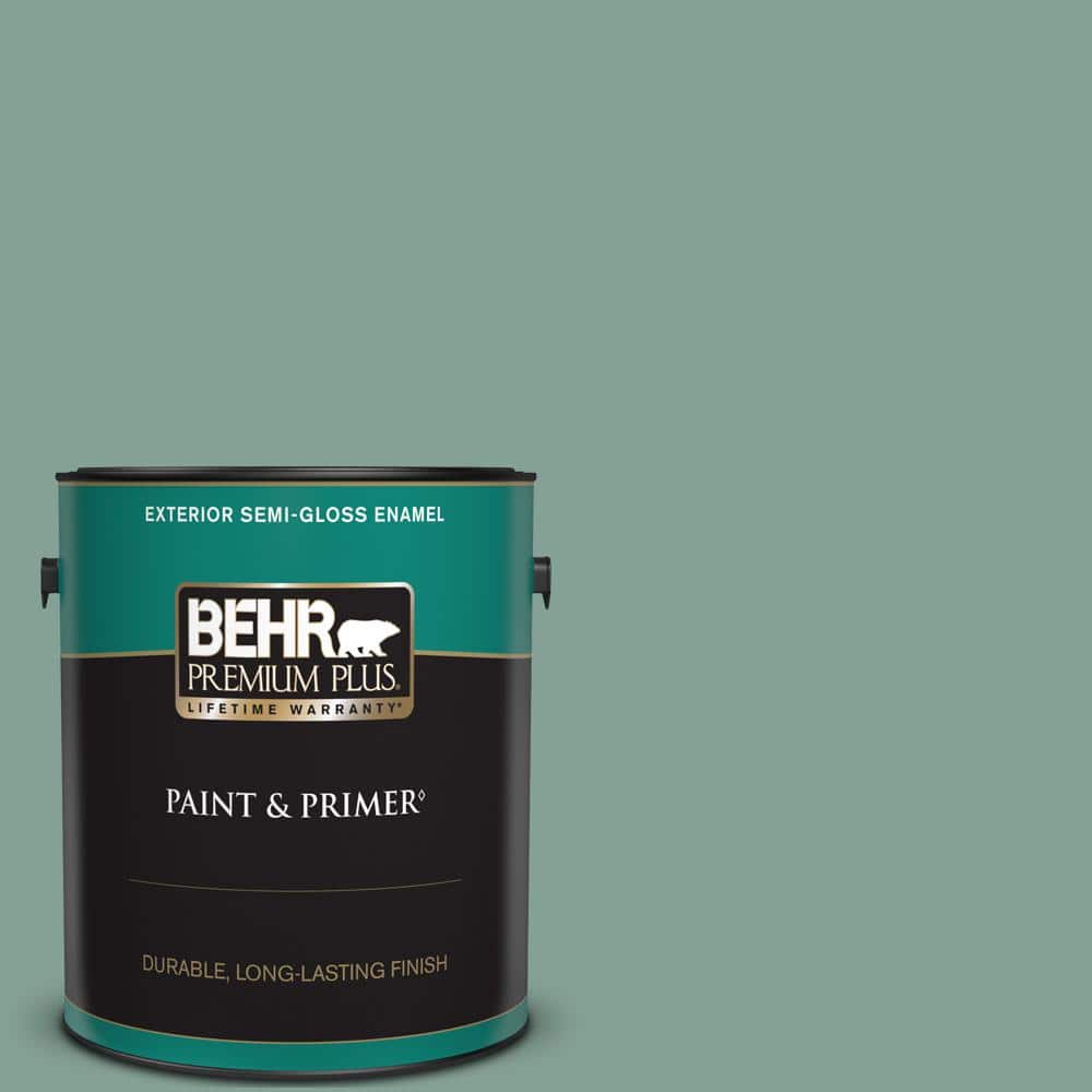 BEHR PREMIUM PLUS 1 gal. #S420-4 Australian Jade Semi-Gloss Enamel Exterior  Paint & Primer 540001 - The Home Depot
