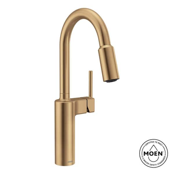 Inara Bronzed Gold 16.95 in. H Pull Down Kitchen Sprayer Faucet with 360° Spout Swivel and PowerBoost