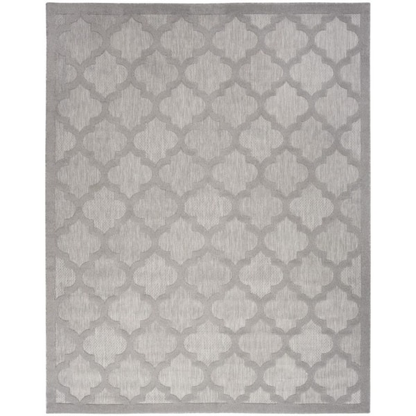 HomeRoots Gray 8 X 10 ft. Woven Abstract Polyester Rectangle Indoor/Outdoor Area Rug