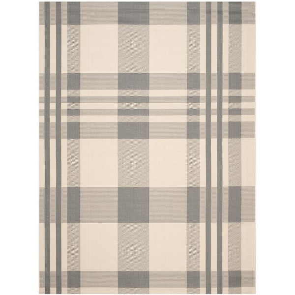 Courtyard Gray/Bone 8 ft. x 10 ft. Plaid Indoor/Outdoor Area Rug