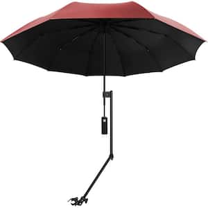 2.5 ft. Beach Umbrella with Adjustable Universal Clamp for Stroller, Bleacher, Patio, Fishing, BBQ Parties, Wine Red