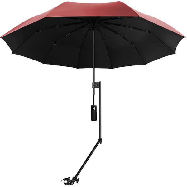 Angel Sar 2.5 ft. Beach Umbrella with Adjustable Universal Clamp for Stroller, Bleacher, Patio, Fishing, BBQ Parties, Wine Red