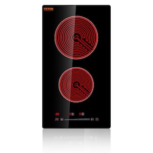Built in Electric Stove Top 12 in. 2 Burners Glass Radiant Cooktop with Sensor Touch Control, Timer & Child Lock, Black