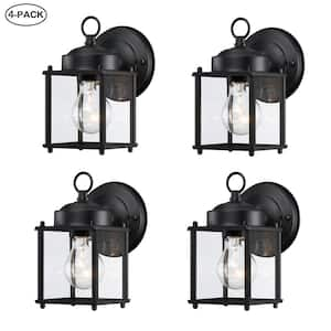 Rom 8.in.1-Light Outdoor Wall Light with Matte Black and Clear Glass Shade( 4-Pack )