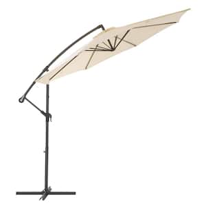 9.5 ft. Steel Cantilever UV Resistant Offset Patio Umbrella in Warm White