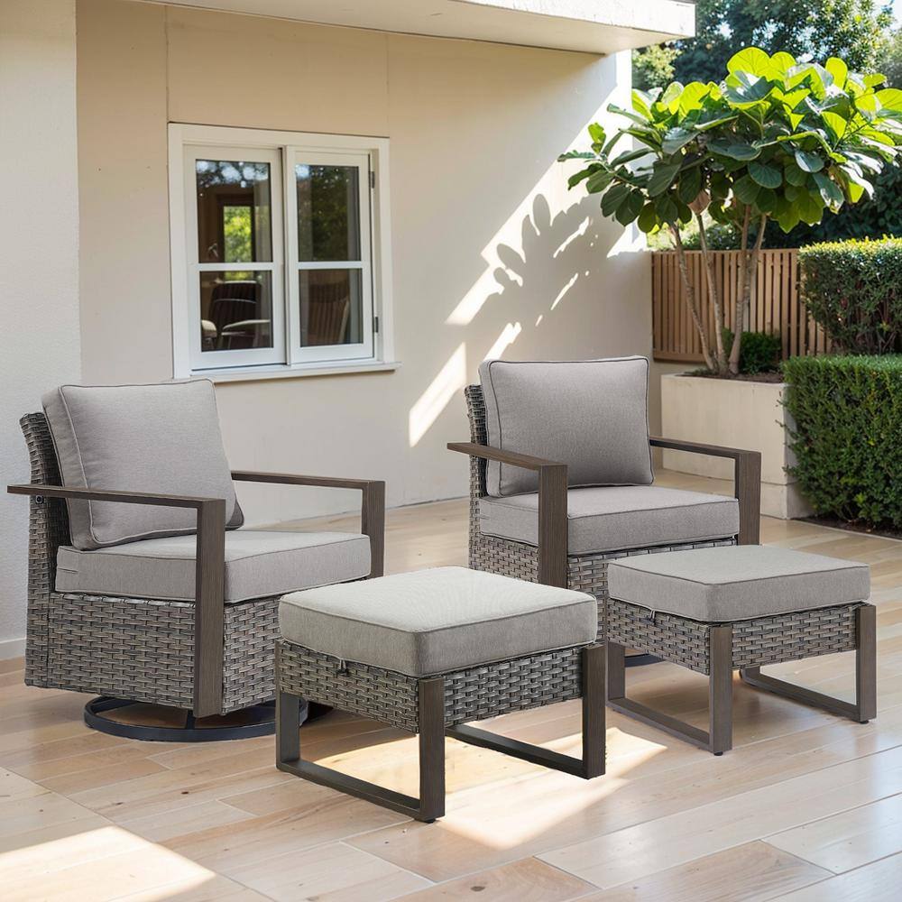 Allcot 4-Piece Gray Patio Swivel Chair with Ottoman Wicker Outdoor Rocking Chair with CushionGuard Gray Cushions price history on PriceWatchPro
