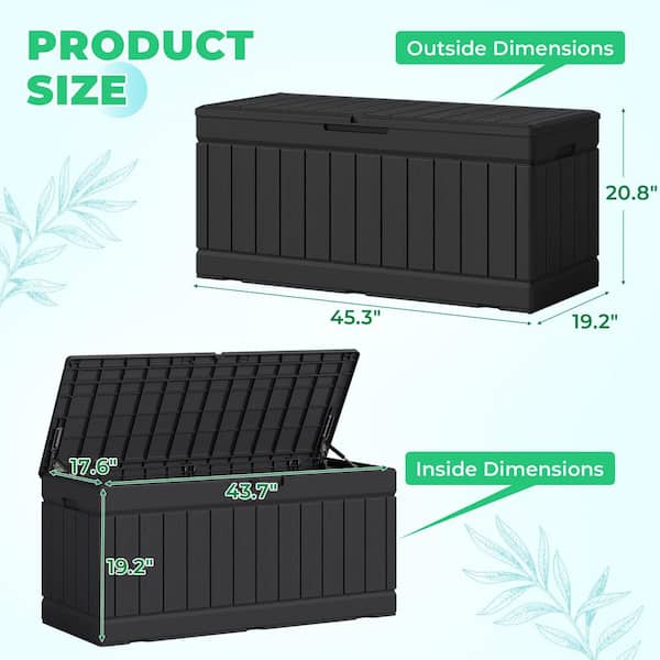 Tozey 82 Gal. Fusion Style Deck Box Black Outdoor Resin Storage