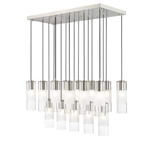 Alton 42 in. 17-Light Brushed Nickel Linear Chandelier with Clear Plus Frosted Glass Shades