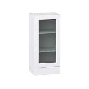 18 in. W x 40 in. H x 14 in. D Bright White Shaker Assembled Wall Kitchen Cabinet with Glass Door and Drawer