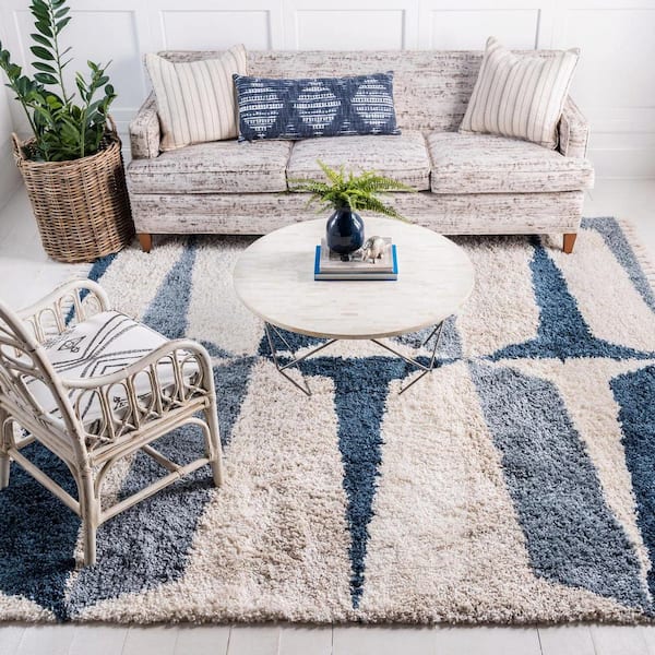 Hygge Shag Balanced Blue 8 ft. x 8 ft. Square Rug