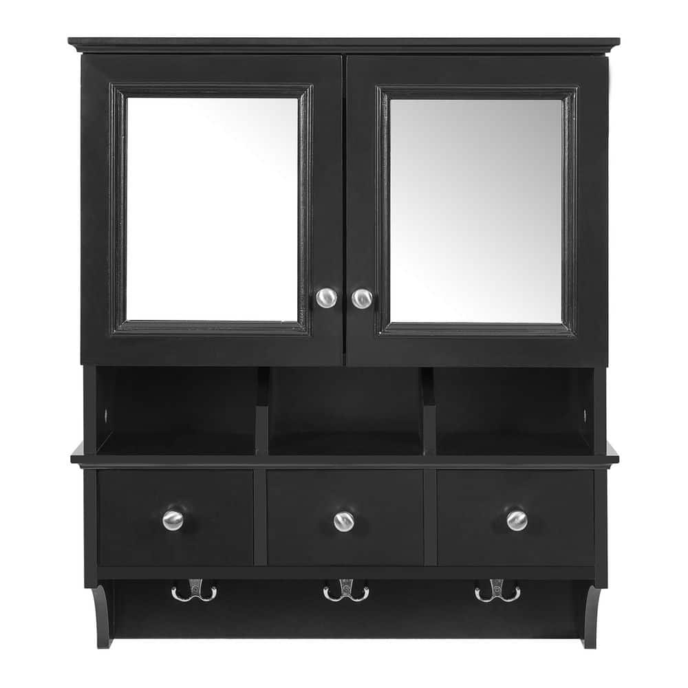 24.00 in. W x 28.75 in. H Black Rectangular MDF Medicine Cabinet with Mirror price history on PriceWatchPro