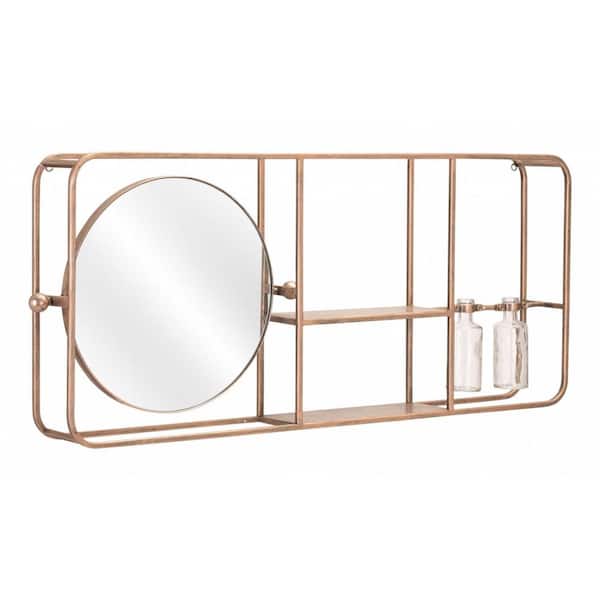 HomeRoots 32.7 in. x 14.2 in. Classic Irregular Framed Gold Vanity Mirror