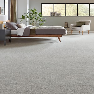 Tailored Trends II Sleek Gray 47 oz. Polyester Textured Installed Carpet