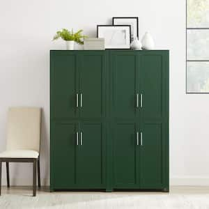 Savannah Hunter Green Wood 56 in. Pantry Cabinet 2-Piece Set